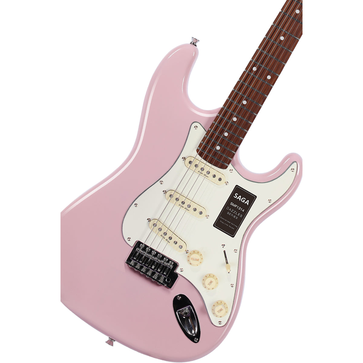 Đàn Guitar Điện Saga Dazzles Series SMF1314 SSS, Roasted Maple Fingerboard, Pink
