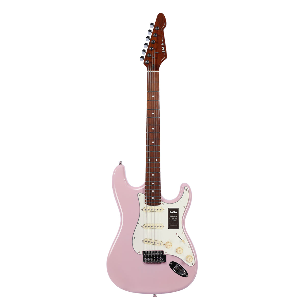 Đàn Guitar Điện Saga Dazzles Series SMF1314 SSS, Roasted Maple Fingerboard, Pink