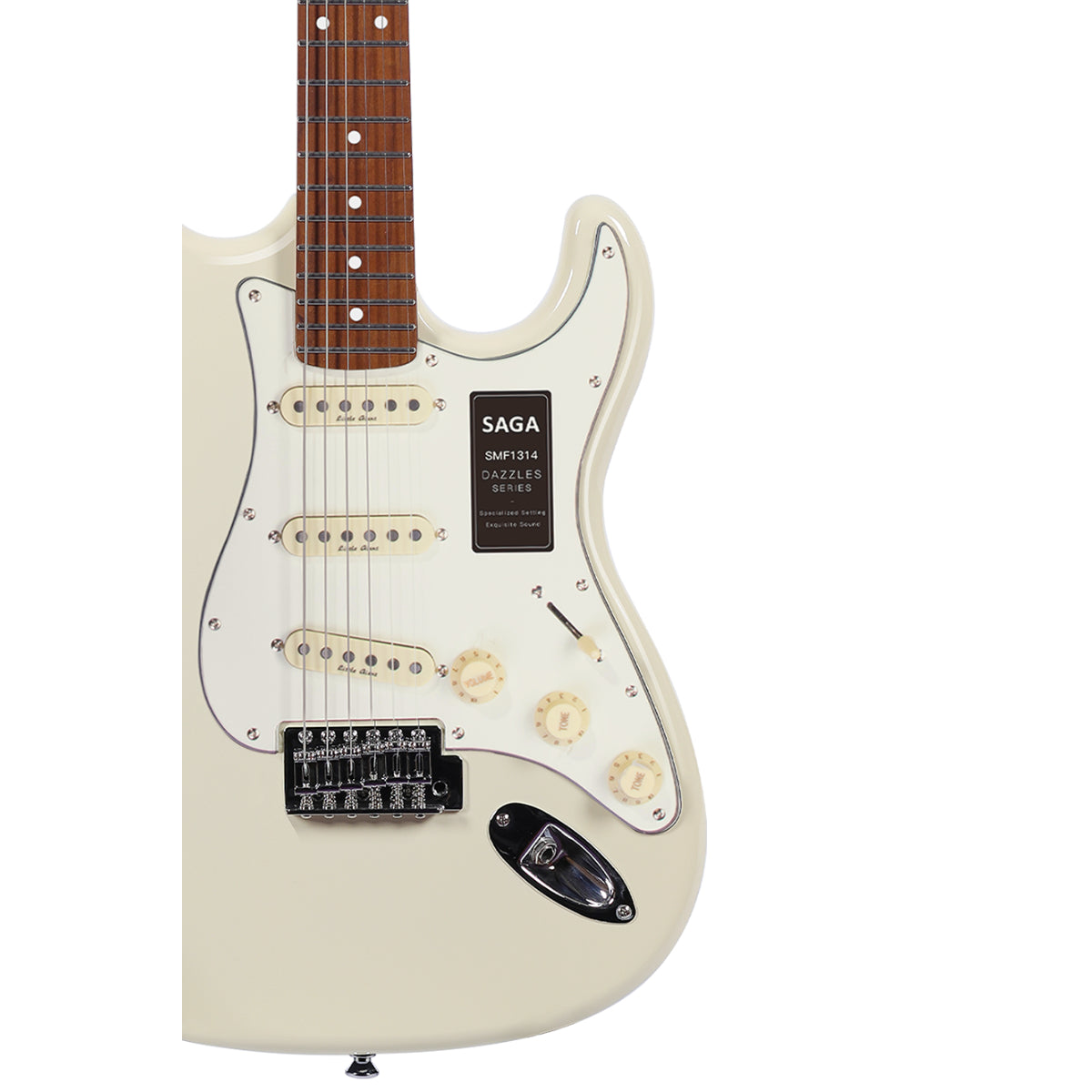 Đàn Guitar Điện Saga Dazzles Series SMF1314 SSS, Roasted Maple Fingerboard, White