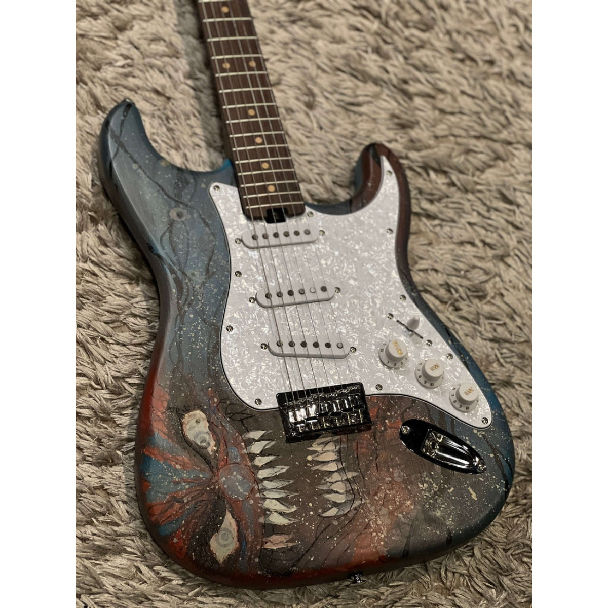 Đàn Guitar Điện Soloking MS1 Artisan Hand Painted, Carved Blue Venom