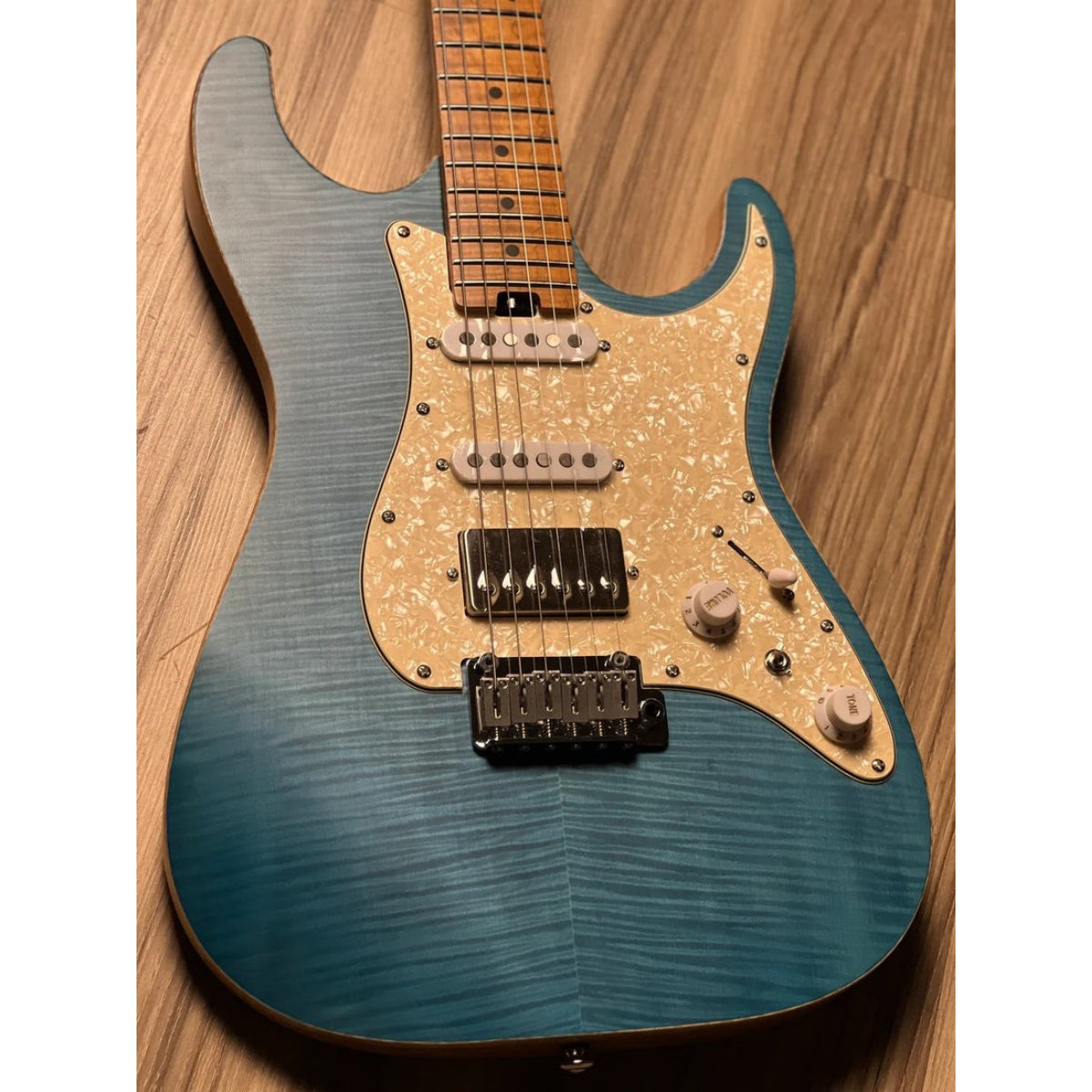 Đàn Guitar Điện Soloking MS1 Classic Flat Top FMN, Roasted Flame Maple Neck, Jeans Pacific Blue