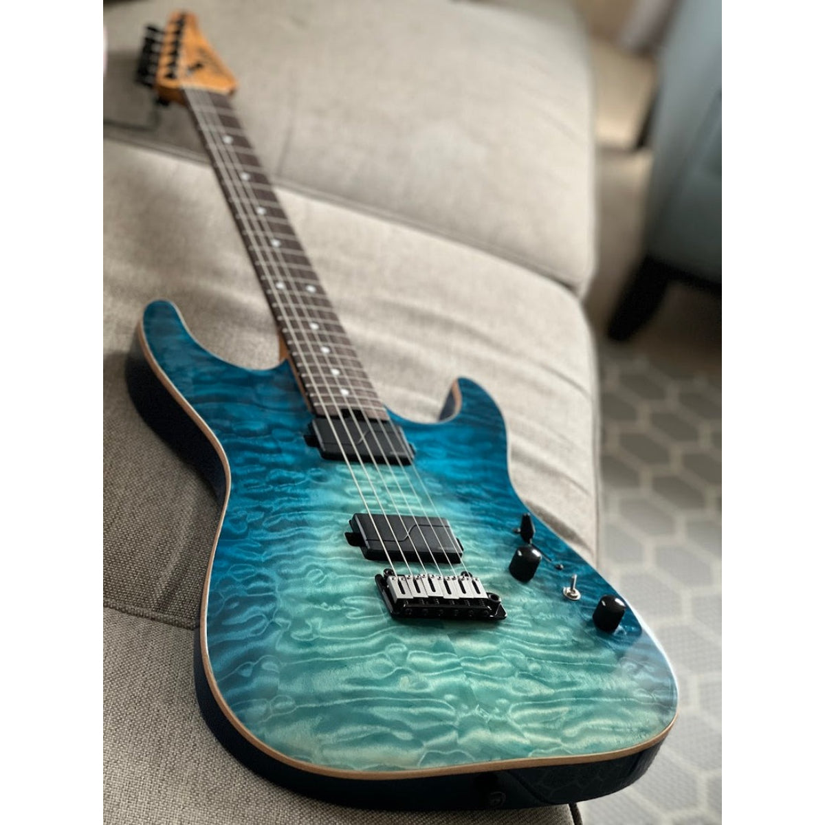 Đàn Guitar Điện Soloking MS1 Custom 22 HH Flat Top, Fishman Fluence Modern, Turquoise Wakesurf MOD