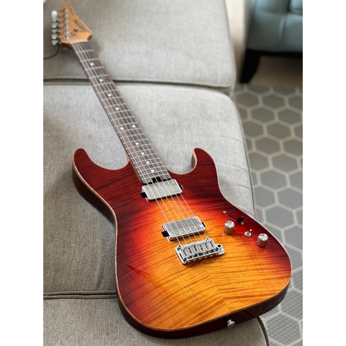 Đàn Guitar Điện Soloking MS1 Custom 22 HH Flat Top, Rosewood FB, Fire Wakesurf