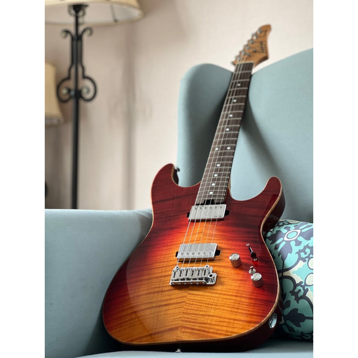 Đàn Guitar Điện Soloking MS1 Custom 22 HH Flat Top, Rosewood FB, Fire Wakesurf