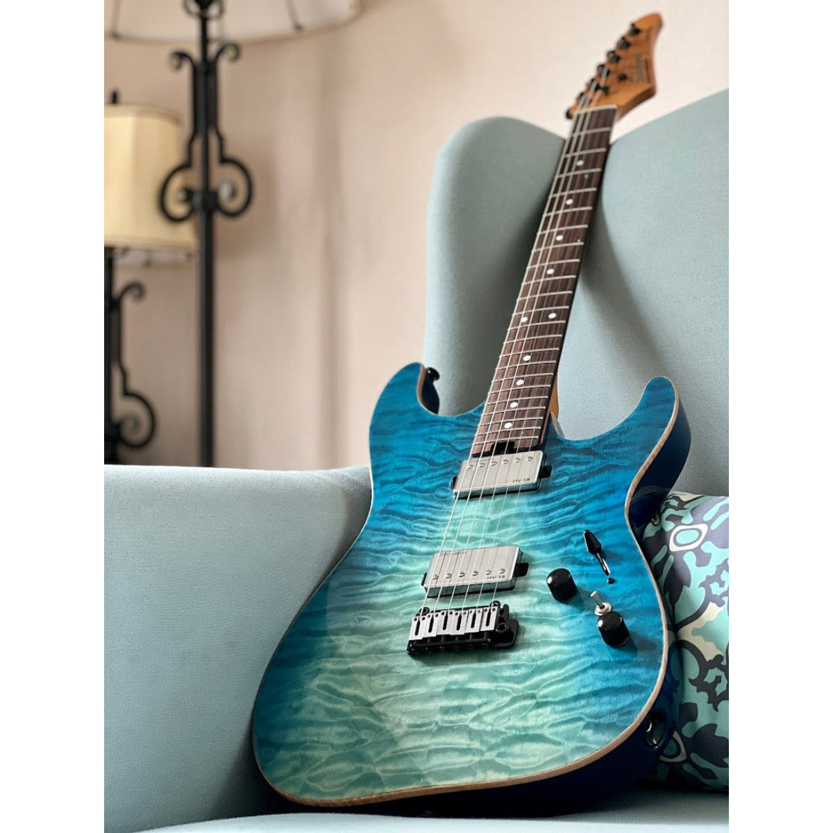 Đàn Guitar Điện Soloking MS1 Custom 22 HH Flat Top, Rosewood FB, Turquoise Wakesurf