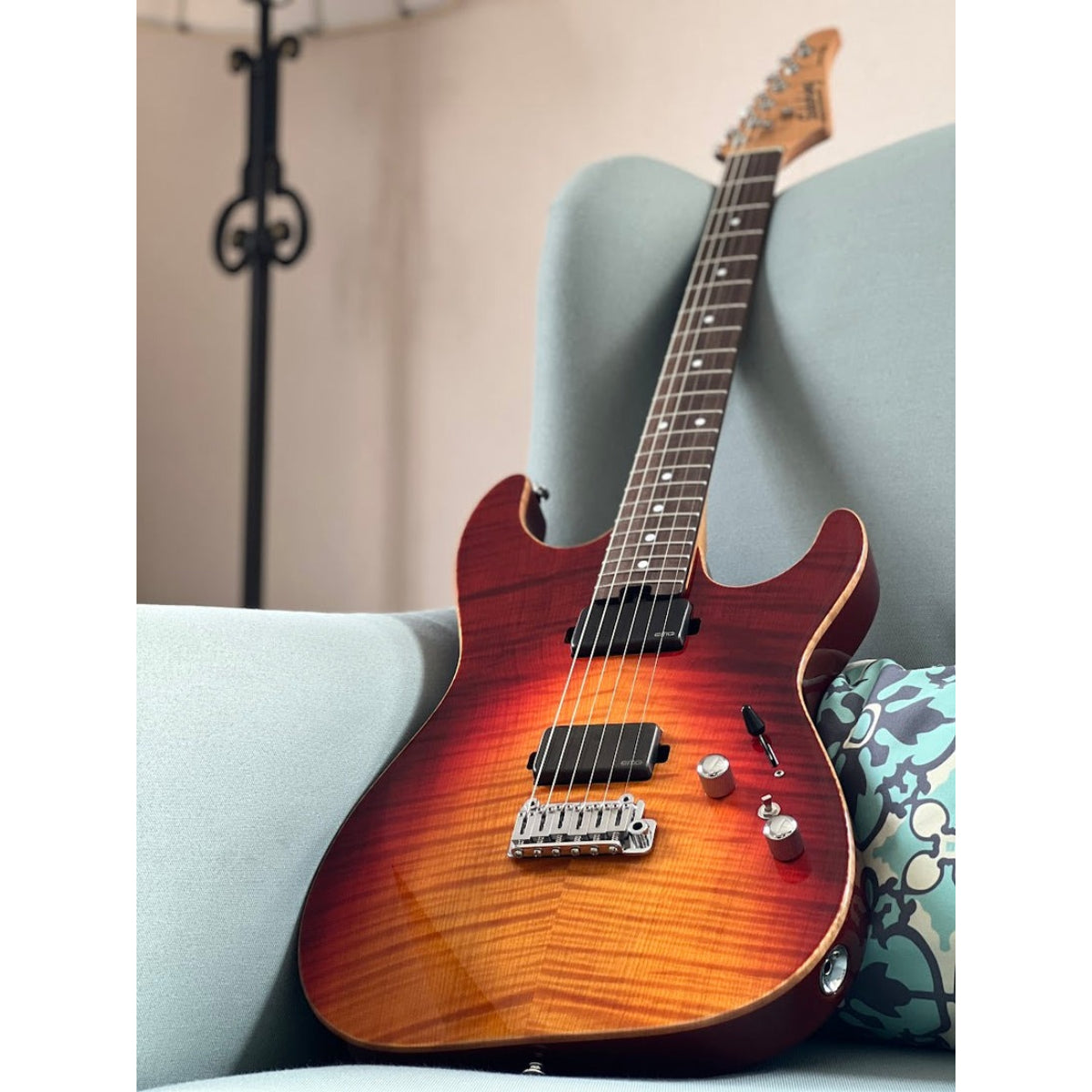 Đàn Guitar Điện Soloking MS1 Custom 22 HH MOD Flat Top, Rosewood FB, EMG 8185, Fire Wakesurf