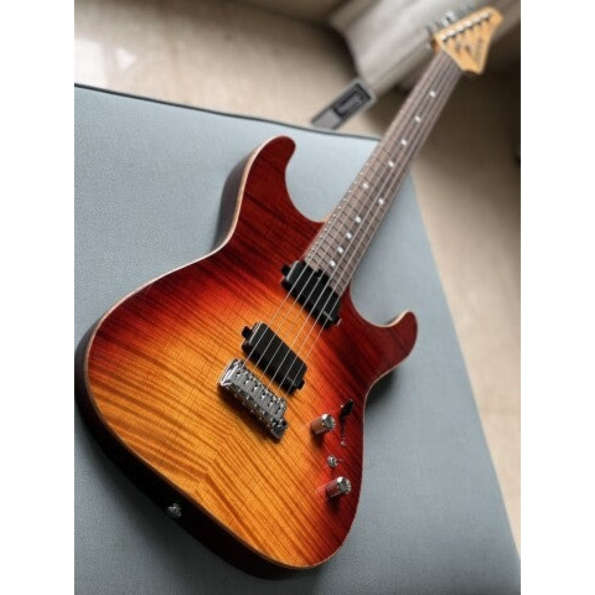 Đàn Guitar Điện Soloking MS1 Custom 22 HH MOD Flat Top, Rosewood FB, EMG 8185, Fire Wakesurf