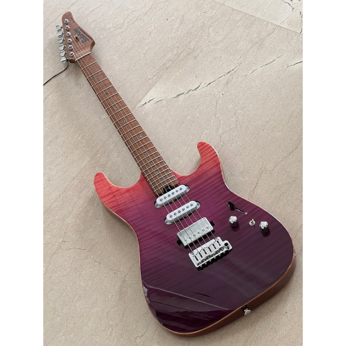 Đàn Guitar Điện Soloking MS1 Custom 22 HSS Flat Top Elite, One Piece Roasted Flame Neck, Purple Surf