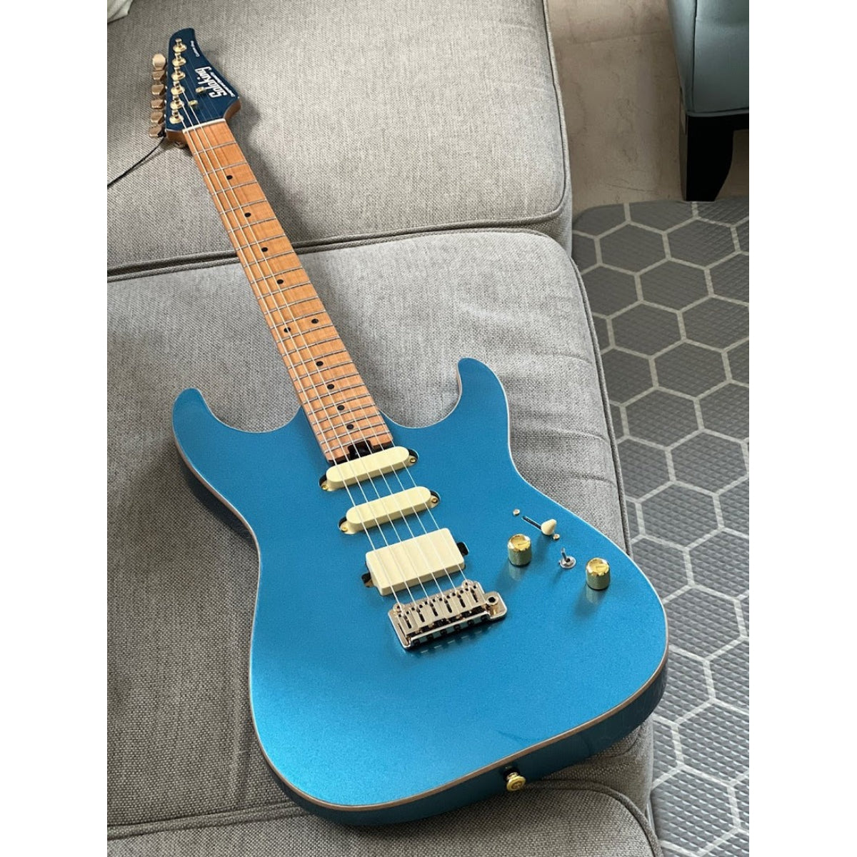 Đàn Guitar Điện Soloking MS1 Custom 22 HSS Flat Top, Roasted Maple FB, Pelham Blue Nafiri Special Run