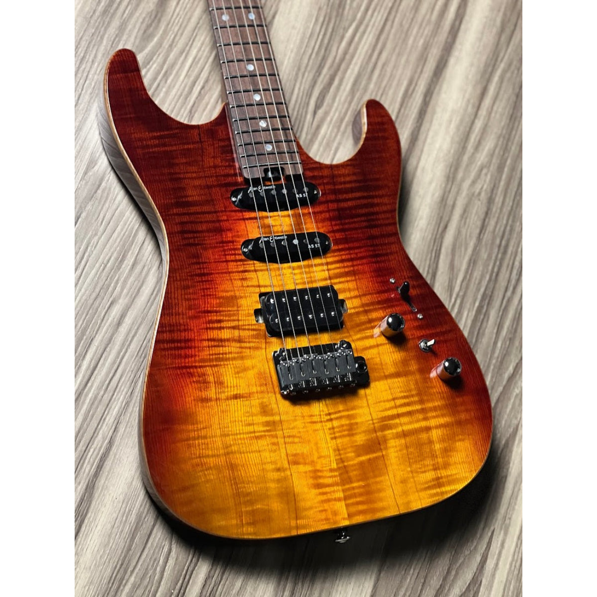 Đàn Guitar Điện Soloking MS1 Custom 22 HSS Flat Top, Rosewood FB Jescar, Fire Wakesurf