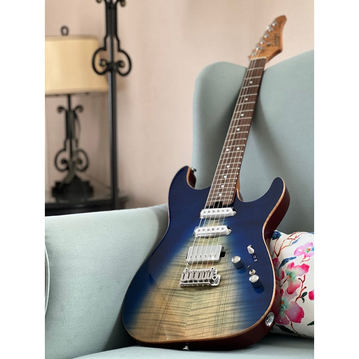 Đàn Guitar Điện Soloking MS1 Custom 22 HSS Flat Top, Rosewood FB, Blue Wakesurf