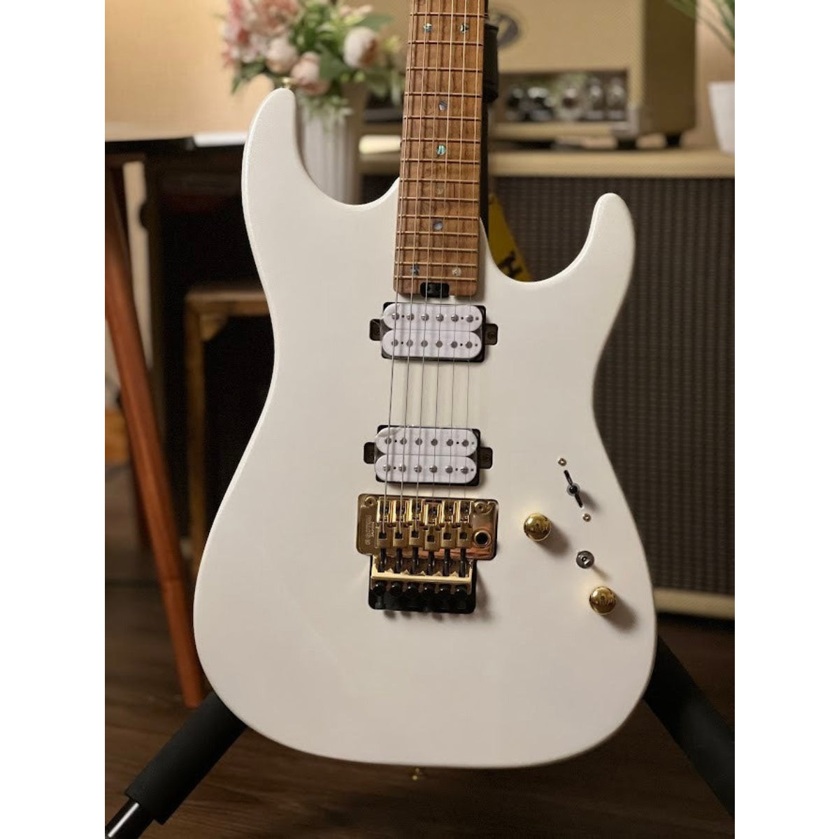 Đàn Guitar Điện Soloking MS1 Custom 24 HH FR FMN Elite, Pearl White