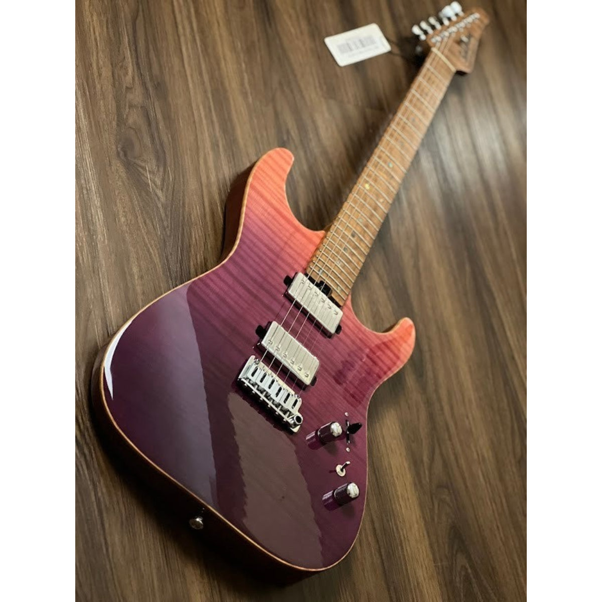 Đàn Guitar Điện Soloking MS1 Custom 24 HH Flat Top Elite, One Piece Roasted Flame Neck, Purple Surf