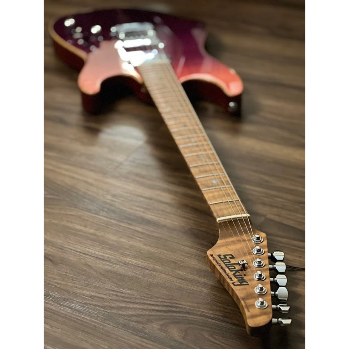 Đàn Guitar Điện Soloking MS1 Custom 24 HH Flat Top Elite, One Piece Roasted Flame Neck, Purple Surf