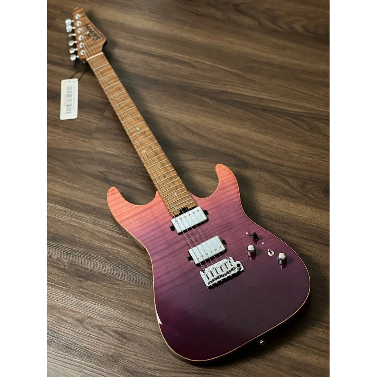 Đàn Guitar Điện Soloking MS1 Custom 24 HH Flat Top Elite, One Piece Roasted Flame Neck, Purple Surf
