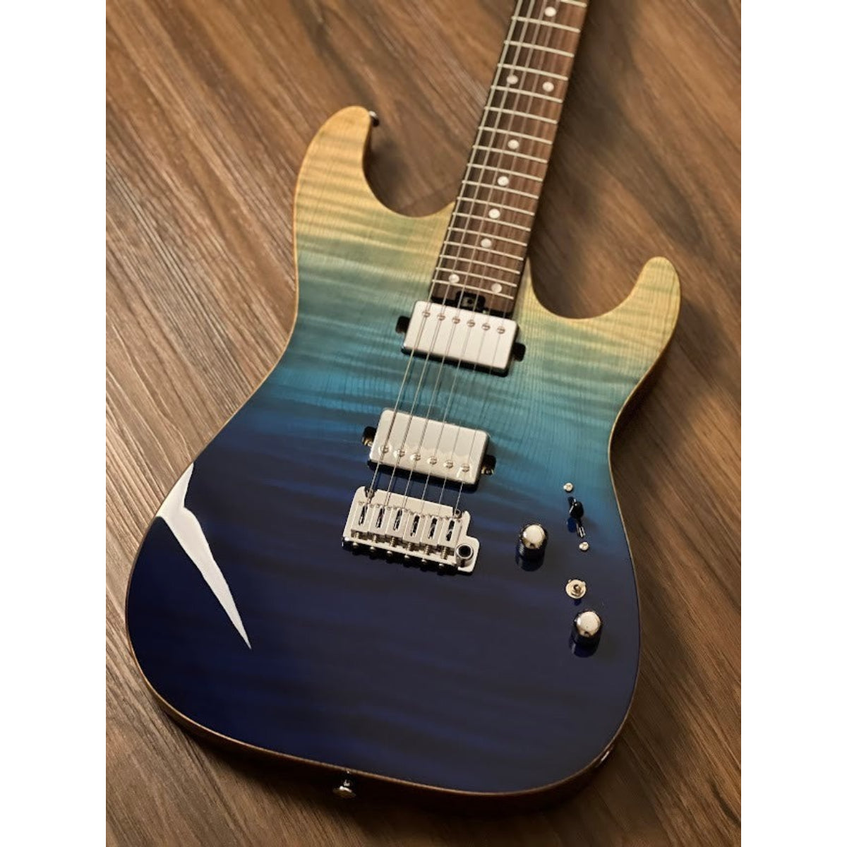 Đàn Guitar Điện Soloking MS1 Custom 24 HH Flat Top Elite, Rosewood FB, Bora Blue Surf