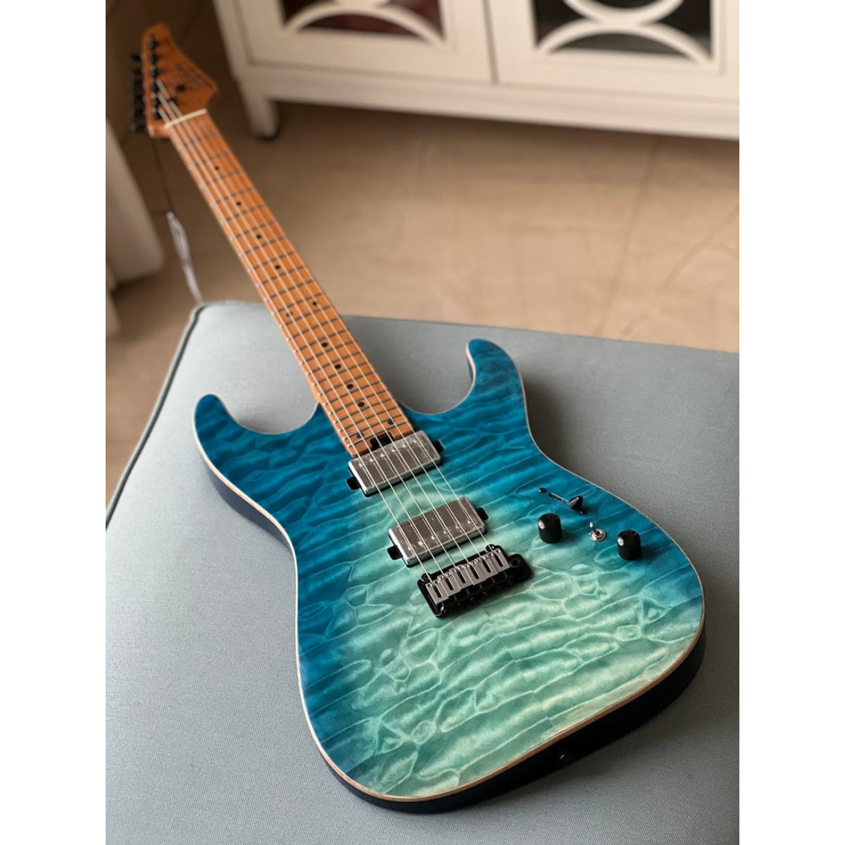 Đàn Guitar Điện Soloking MS1 Custom 24 HH Flat Top, Roasted Maple FB, Turquoise Wakesurf