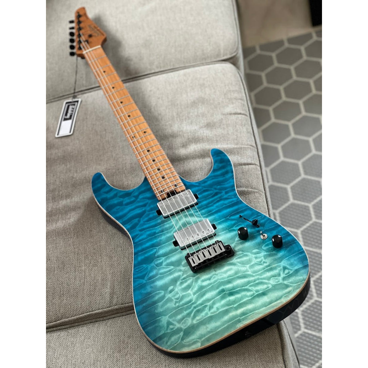Đàn Guitar Điện Soloking MS1 Custom 24 HH Flat Top, Roasted Maple FB, Turquoise Wakesurf