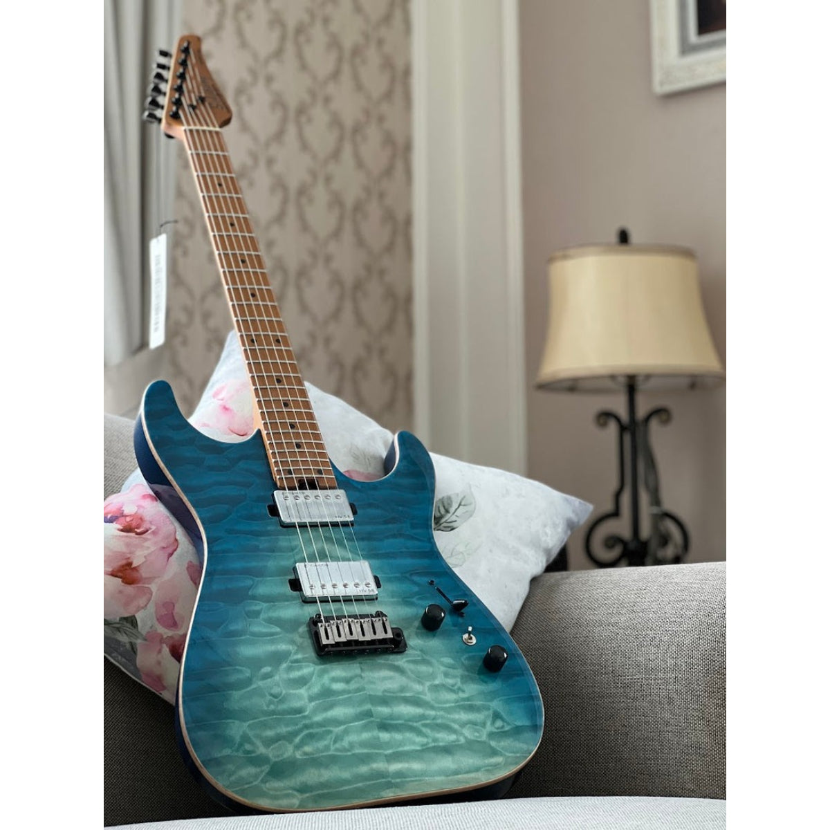 Đàn Guitar Điện Soloking MS1 Custom 24 HH Flat Top, Roasted Maple FB, Turquoise Wakesurf