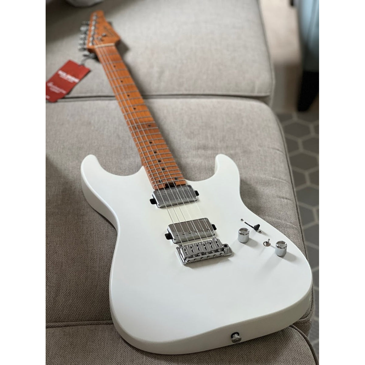 Đàn Guitar Điện Soloking MS1 Custom 24 HH Flat Top, Roasted Maple Neck, Satin White Matte