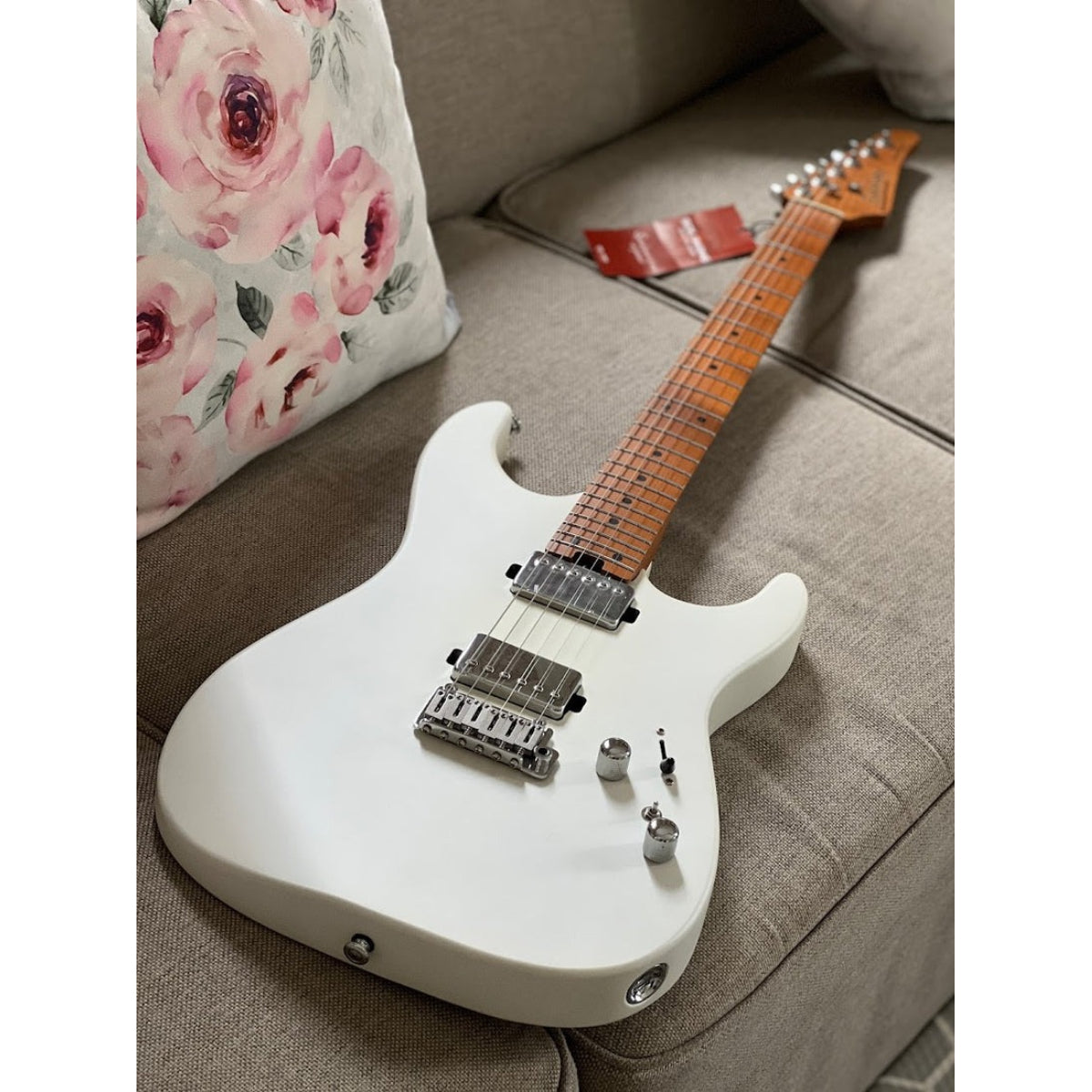 Đàn Guitar Điện Soloking MS1 Custom 24 HH Flat Top, Roasted Maple Neck, Satin White Matte