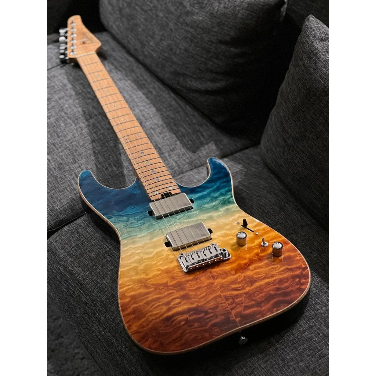 Đàn Guitar Điện Soloking MS1 Custom 24 HH Quilt FMN, Roasted Flame Maple Neck, Beach Sunset Surf Fade JESCAR