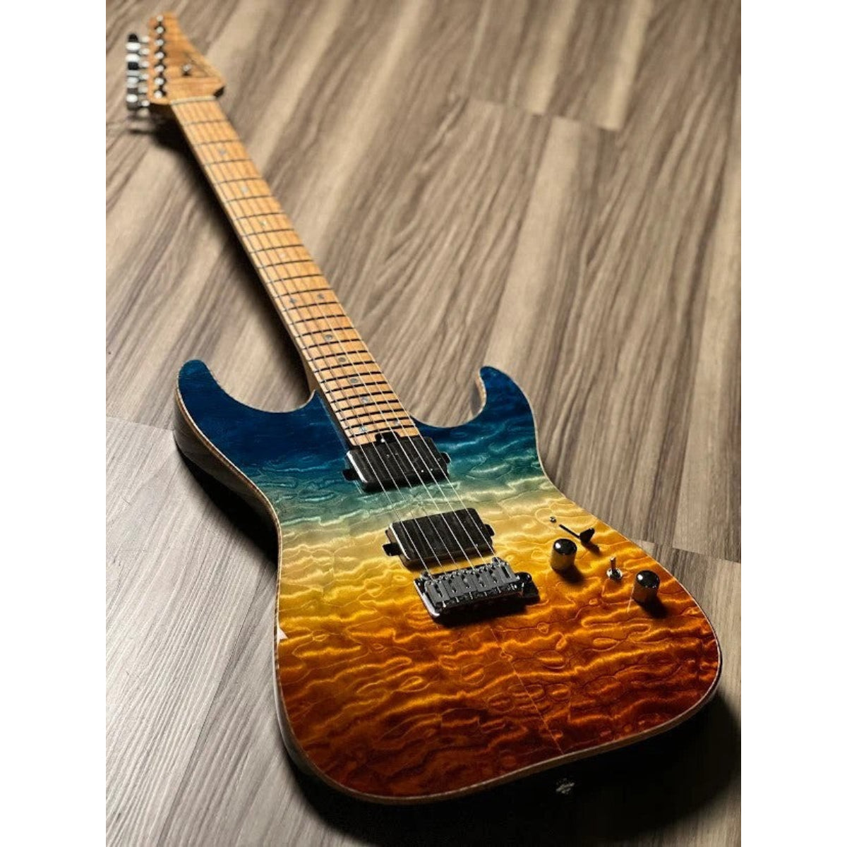 Đàn Guitar Điện Soloking MS1 Custom 24 HH Quilt FMN, Roasted Flame Maple Neck, Beach Sunset Surf Fade JESCAR