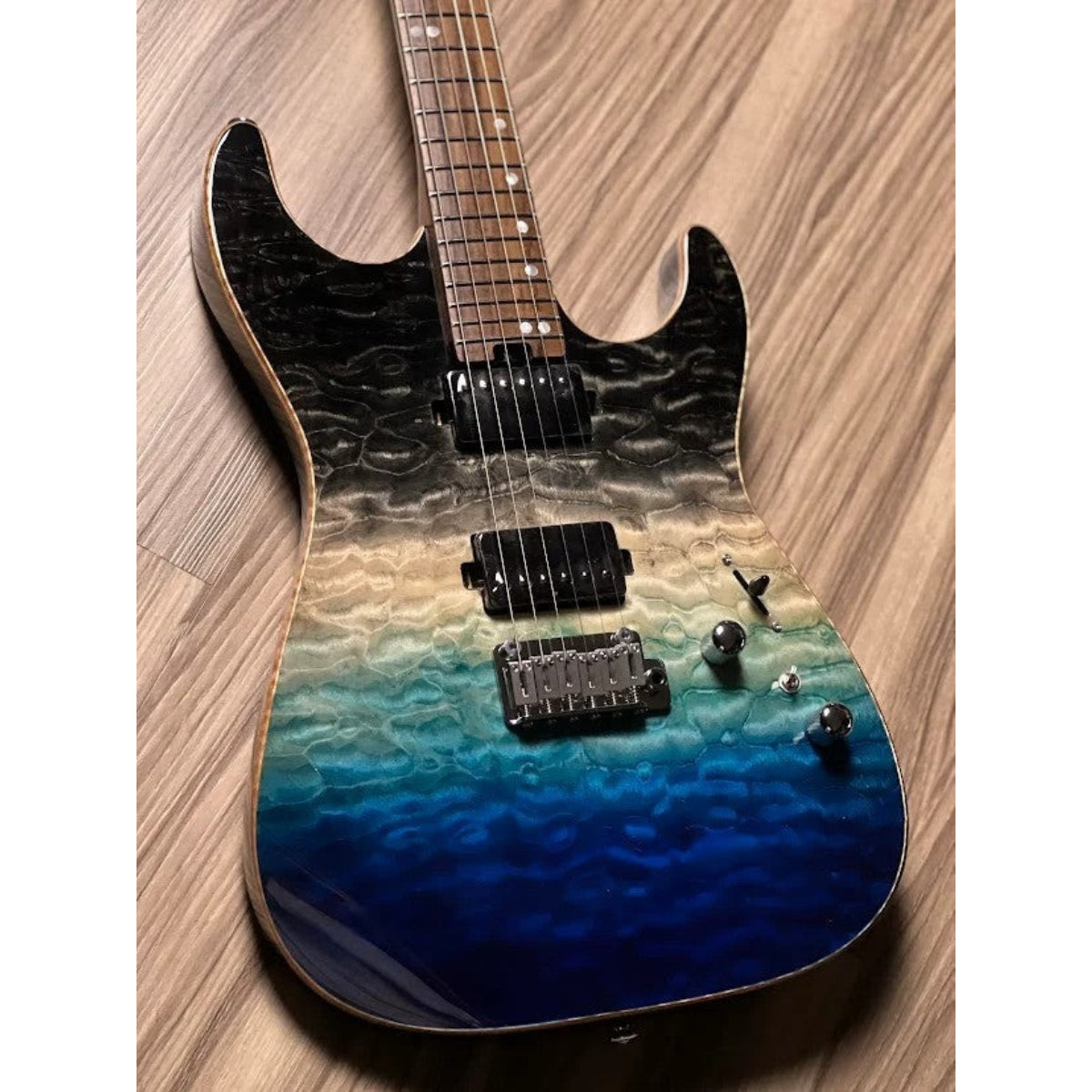 Đàn Guitar Điện Soloking MS1 Custom 24 HH Quilt, Rosewood FB, Ocean Storm Double Wipeout JESCAR