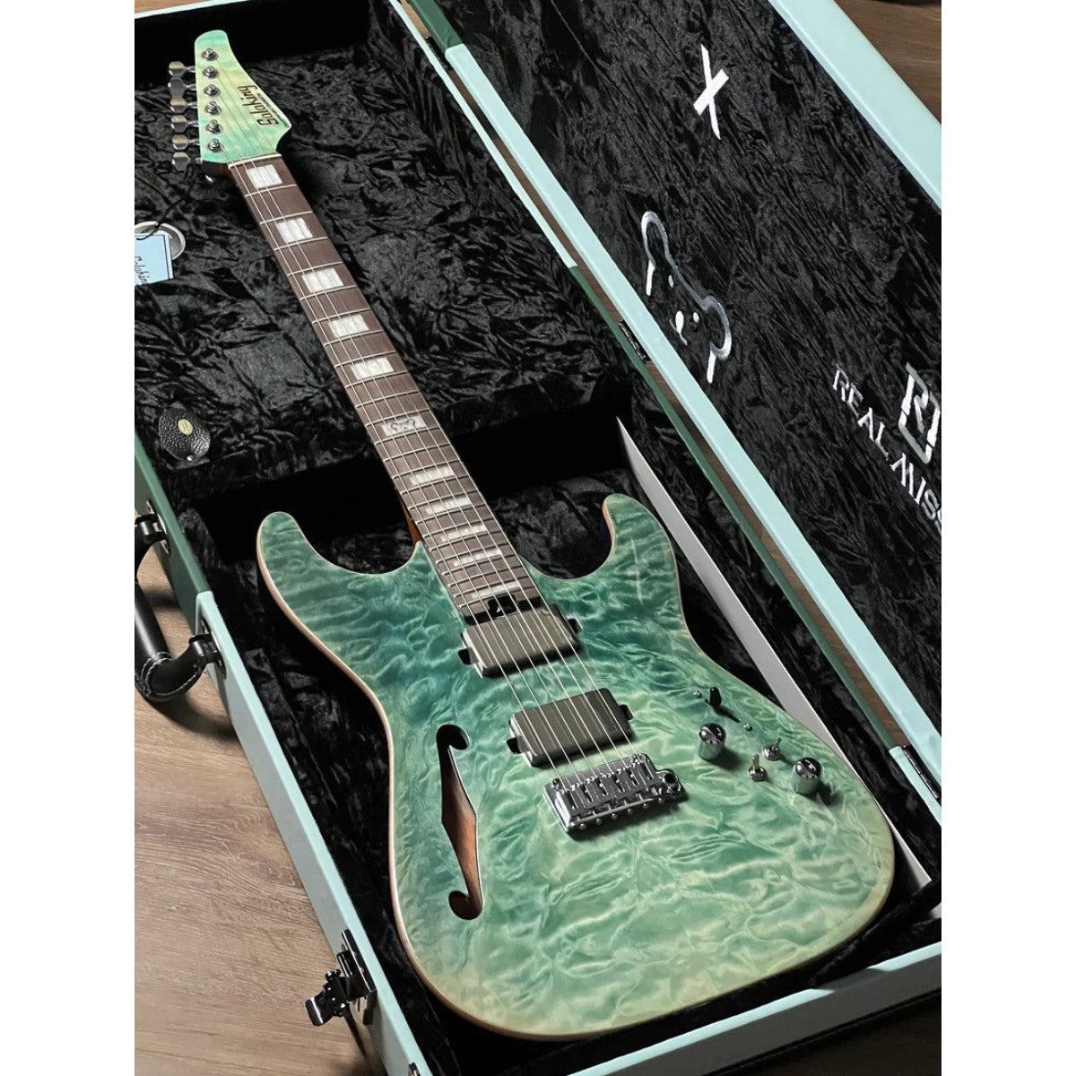 Đàn Guitar Điện Soloking MS1 Custom 24 HH Thinline Elite, Turquoise Wakesurf Limited Edition, Hardshell Case