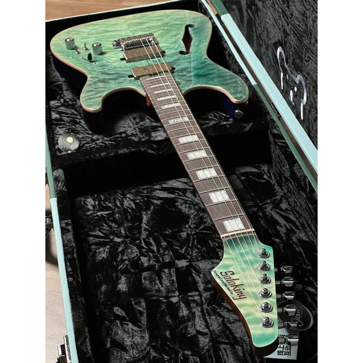 Đàn Guitar Điện Soloking MS1 Custom 24 HH Thinline Elite, Turquoise Wakesurf Limited Edition, Hardshell Case