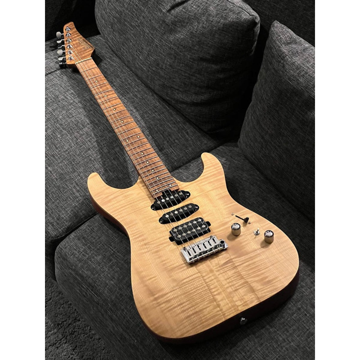 Đàn Guitar Điện Soloking MS1 Custom 24 HSS Flat Top FMN Elite, Roasted Flame Maple Neck, Natural Satin