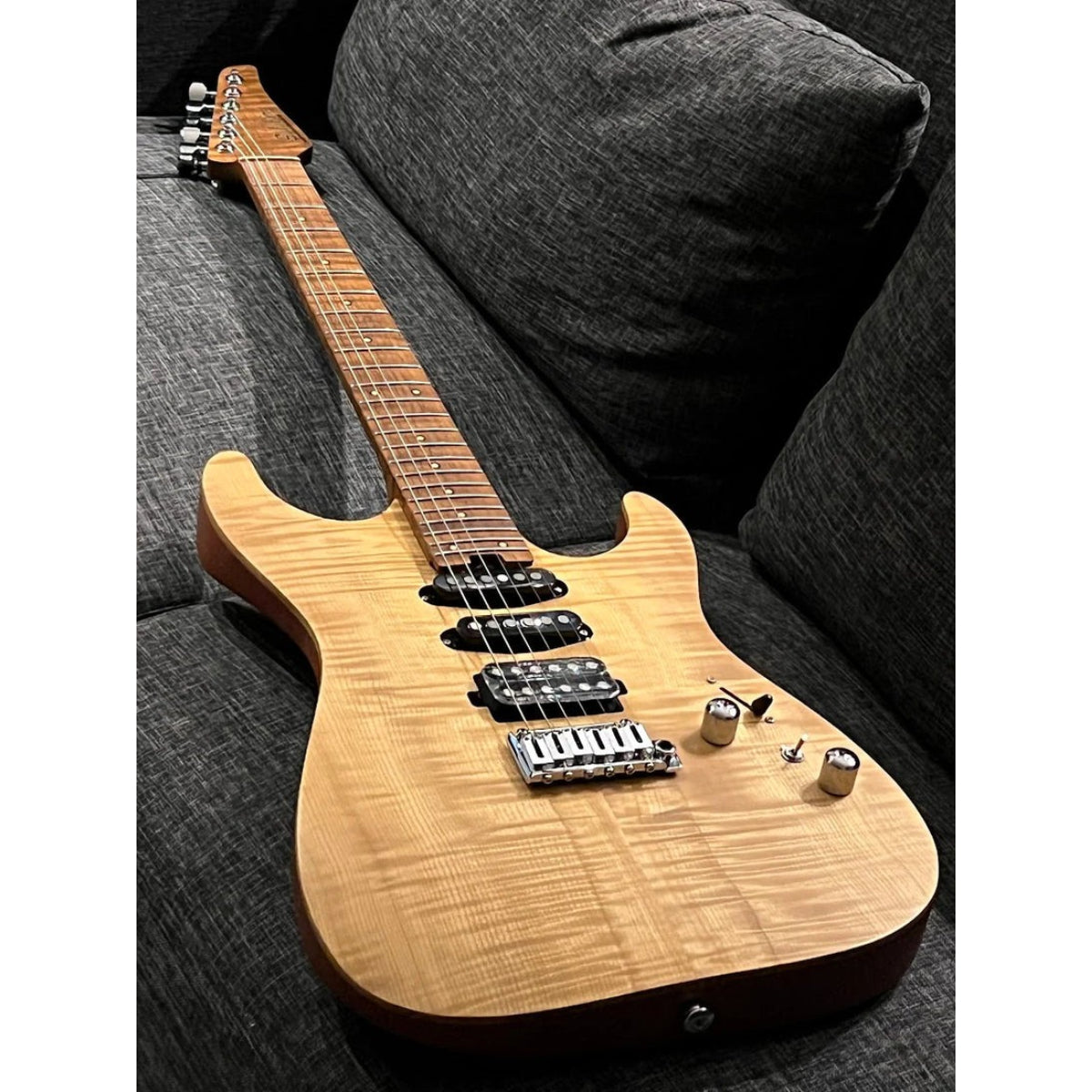 Đàn Guitar Điện Soloking MS1 Custom 24 HSS Flat Top FMN Elite, Roasted Flame Maple Neck, Natural Satin