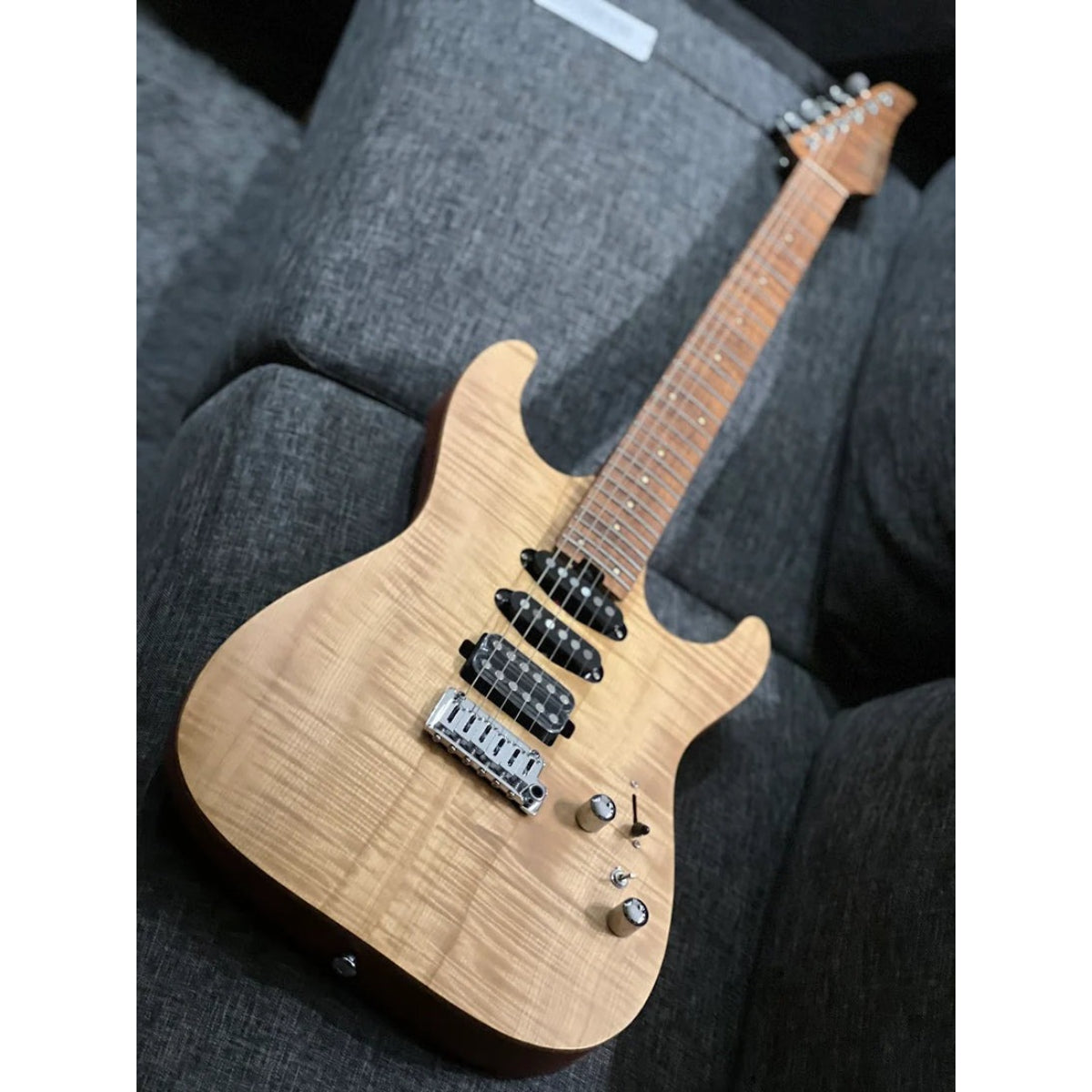 Đàn Guitar Điện Soloking MS1 Custom 24 HSS Flat Top FMN Elite, Roasted Flame Maple Neck, Natural Satin