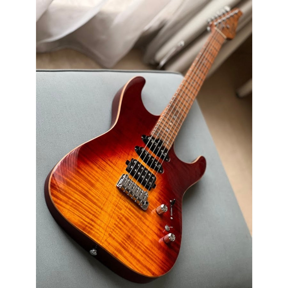Đàn Guitar Điện Soloking MS1 Custom 24 HSS Flat Top, Roasted Flame Neck JESCAR, Fire Wakesurf