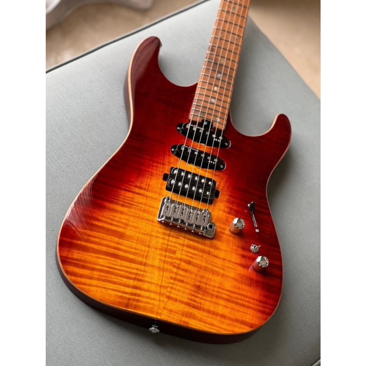 Đàn Guitar Điện Soloking MS1 Custom 24 HSS Flat Top, Roasted Flame Neck JESCAR, Fire Wakesurf
