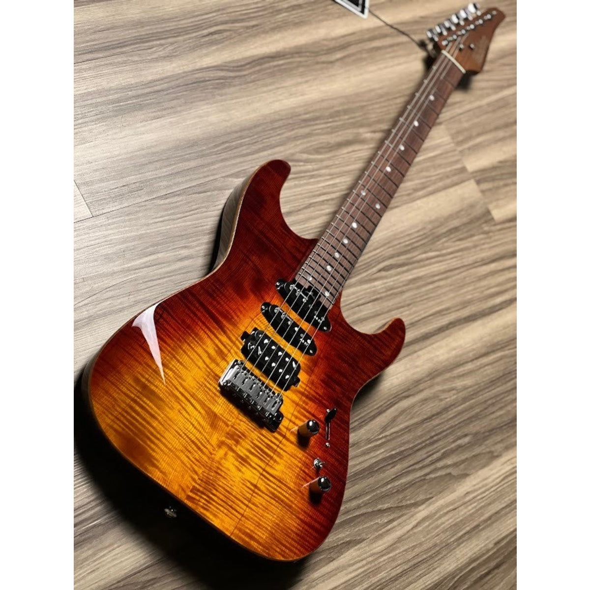 Đàn Guitar Điện Soloking MS1 Custom 24 HSS Flat Top, Rosewood FB Jescar, Fire Wakesurf