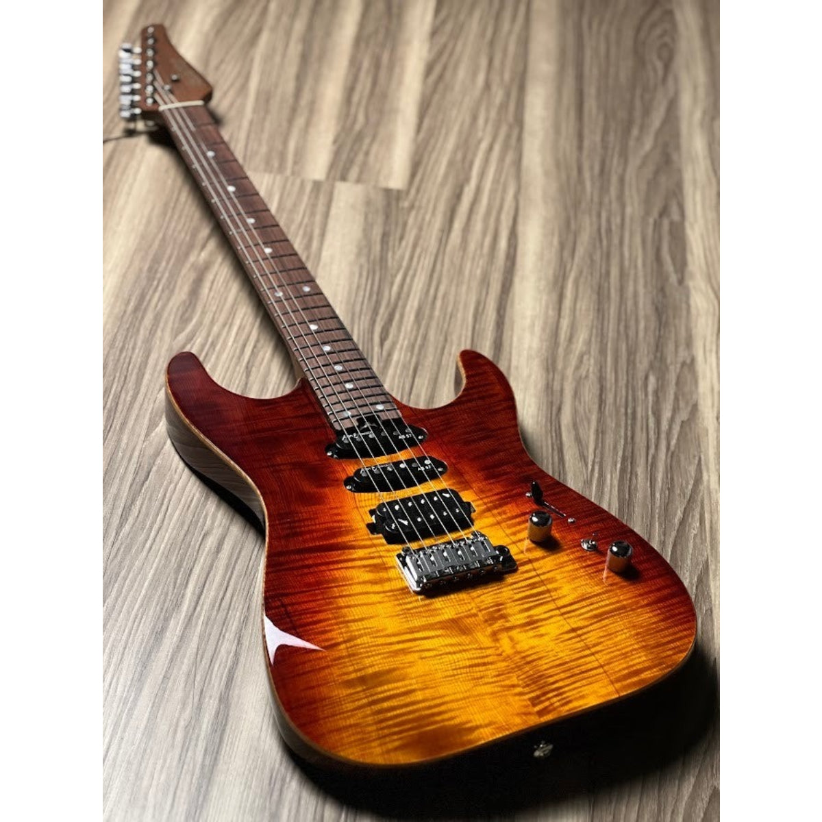 Đàn Guitar Điện Soloking MS1 Custom 24 HSS Flat Top, Rosewood FB Jescar, Fire Wakesurf