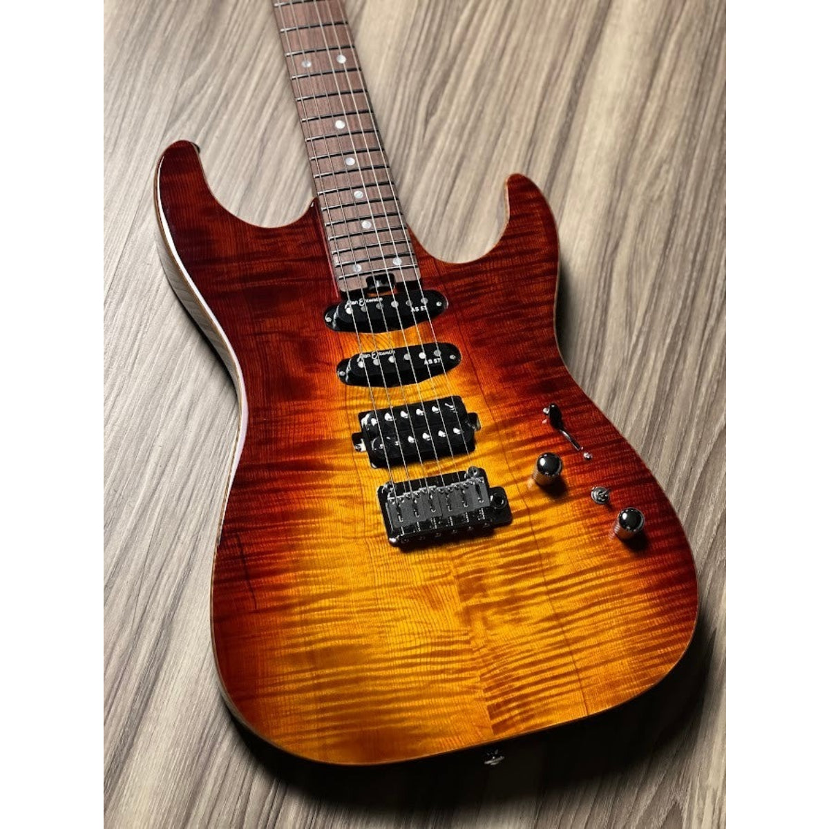Đàn Guitar Điện Soloking MS1 Custom 24 HSS Flat Top, Rosewood FB Jescar, Fire Wakesurf