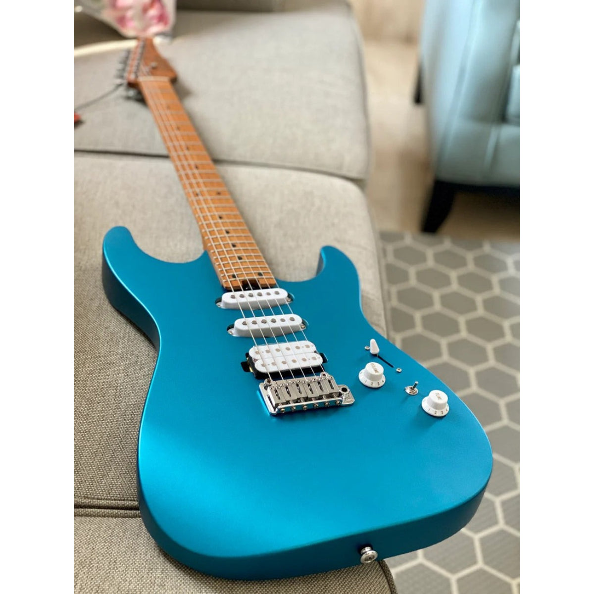 Đàn Guitar Điện Soloking MS1 Custom 24 HSS Flat Top, Satin Blue Matte Nafiri Special Run