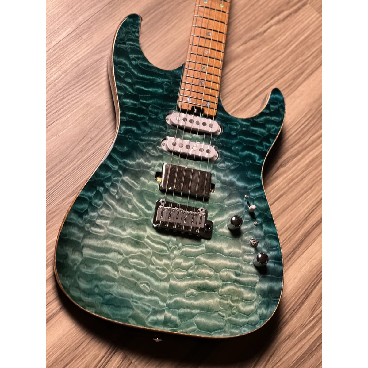 Đàn Guitar Điện Soloking MS1 Custom 24 HSS Quilt FMN, Turquoise Wakesurf JESCAR