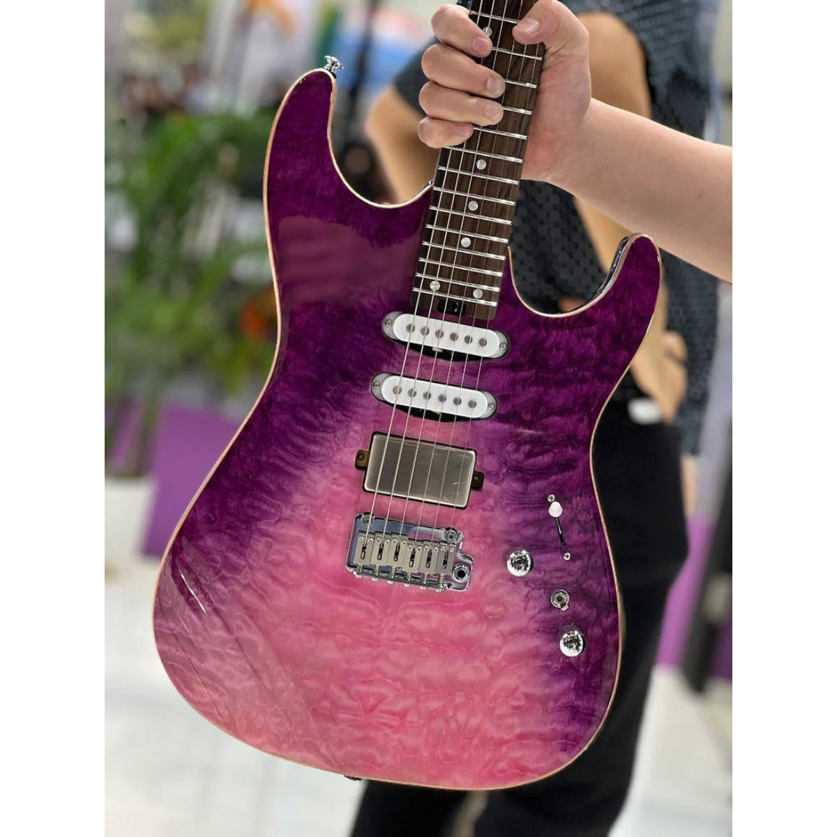 Đàn Guitar Điện Soloking MS1 Custom 24 HSS Quilt, Rosewood FB, Purple Wakesurf JESCAR