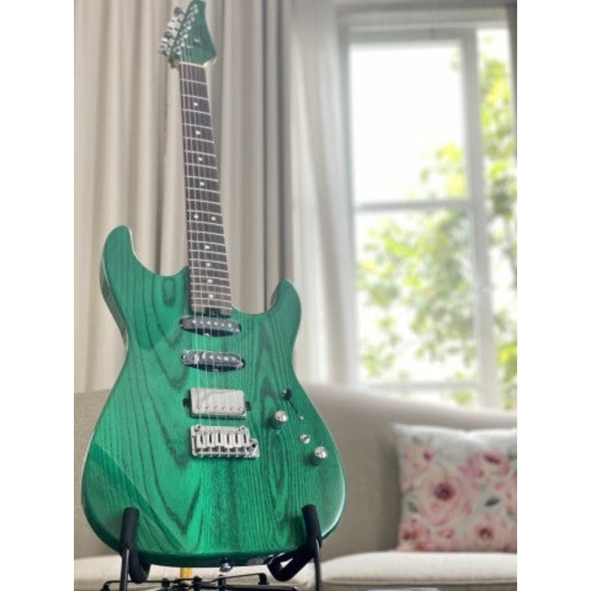 Đàn Guitar Điện Soloking MS1 Custom, Roasted Maple Neck, Ash Body, Transparent Green