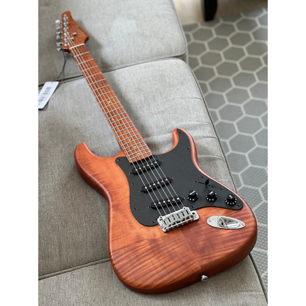 Đàn Guitar Điện Soloking MS1 FM Artisan SSS, Roasted Flame Neck, Caramel