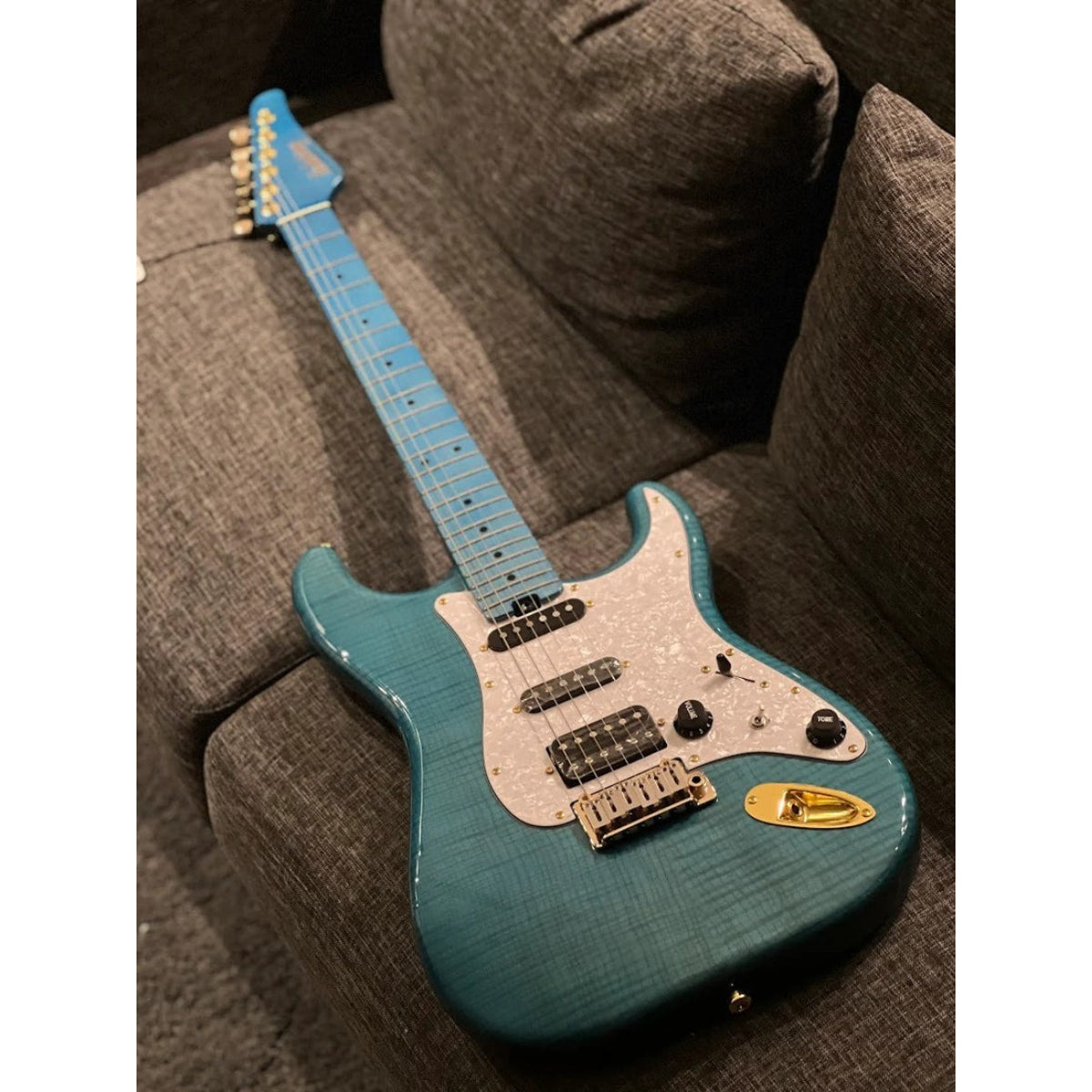 Đàn Guitar Điện Soloking MS1 FM Artisan, Blue Tinted Roasted Flame Maple Neck, Ocean Blue Nafiri Special Run
