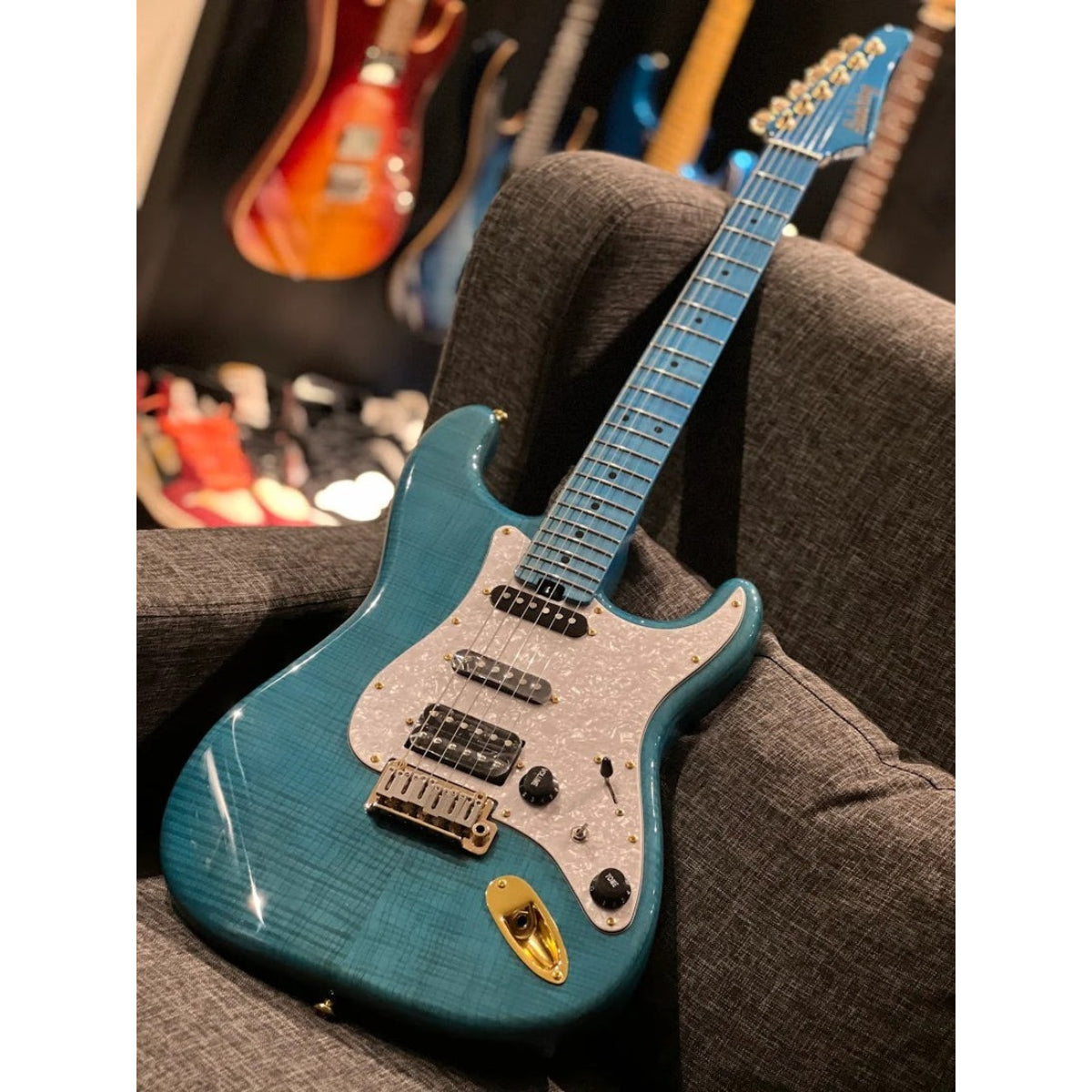 Đàn Guitar Điện Soloking MS1 FM Artisan, Blue Tinted Roasted Flame Maple Neck, Ocean Blue Nafiri Special Run