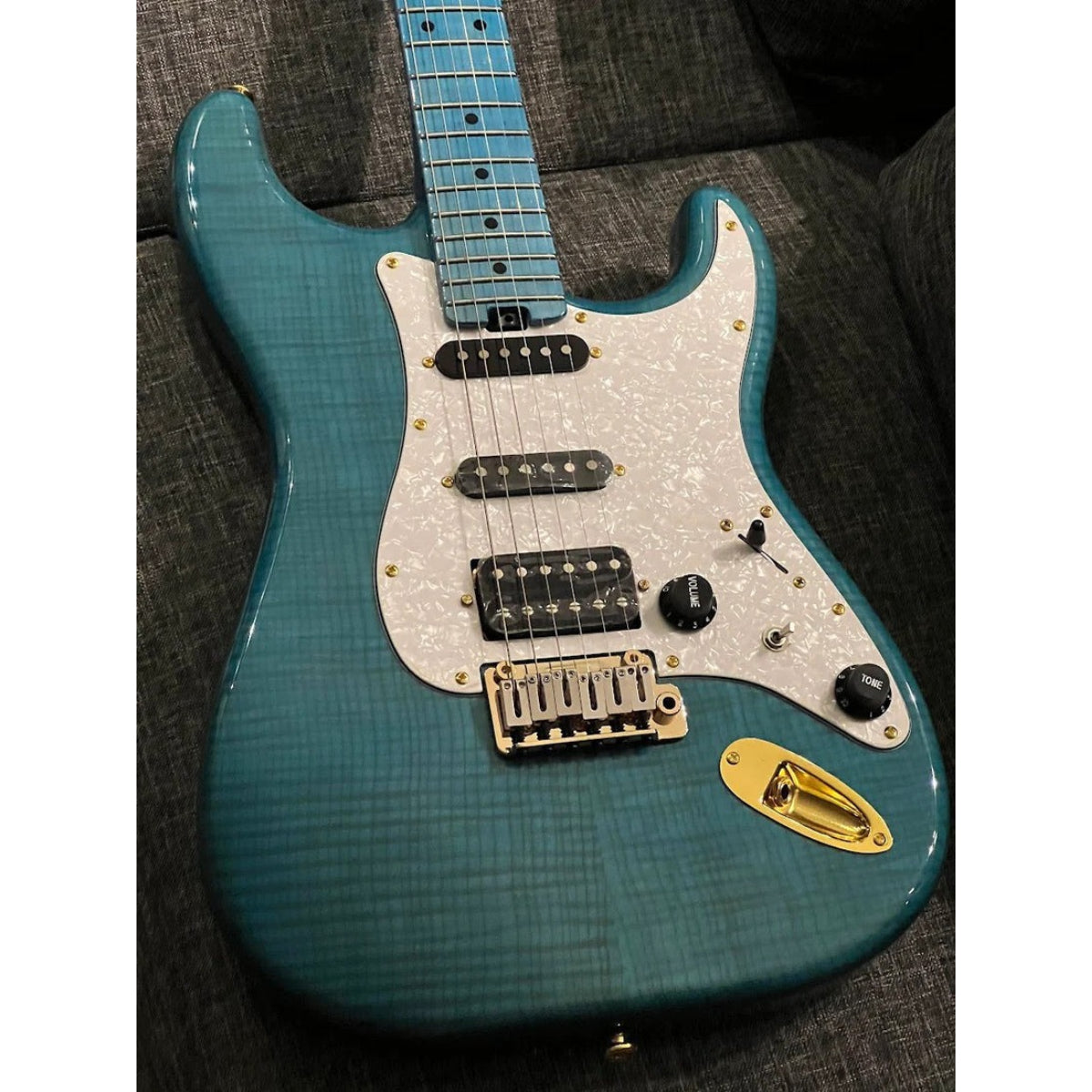 Đàn Guitar Điện Soloking MS1 FM Artisan, Blue Tinted Roasted Flame Maple Neck, Ocean Blue Nafiri Special Run