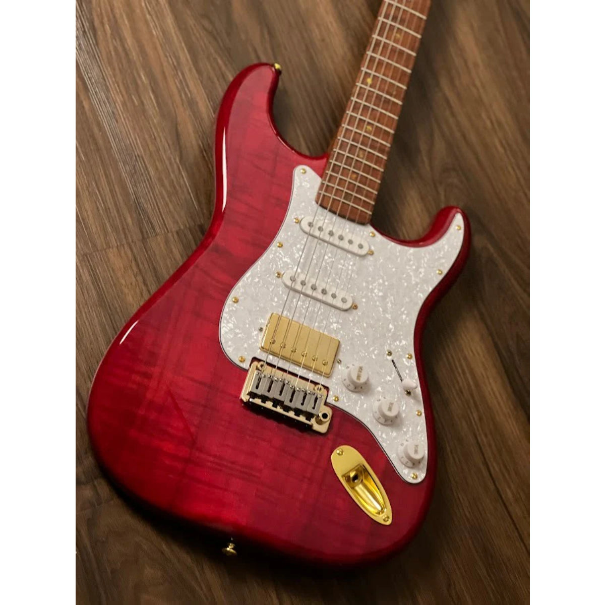 Đàn Guitar Điện Soloking MS1 FM Artisan, Roasted Flame Neck, Transparent Red Nafiri Special Run JESCAR