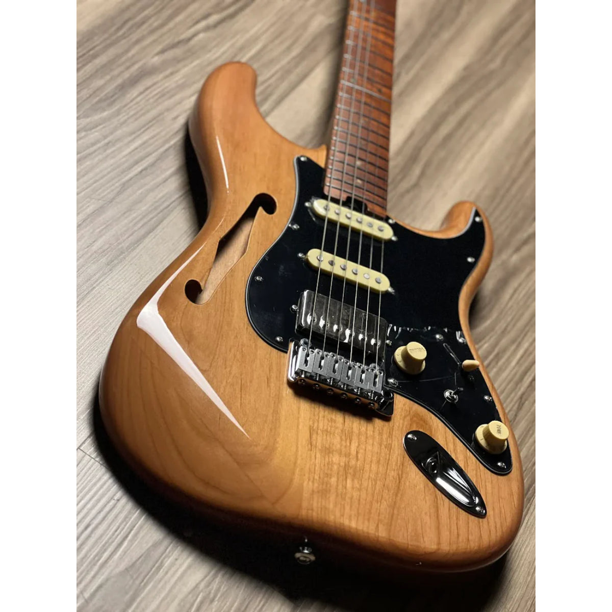 Đàn Guitar Điện Soloking MS1 Thinline Artisan FMN, Roasted Flame Neck, Natural Mocha Nafiri Special Run JESCAR