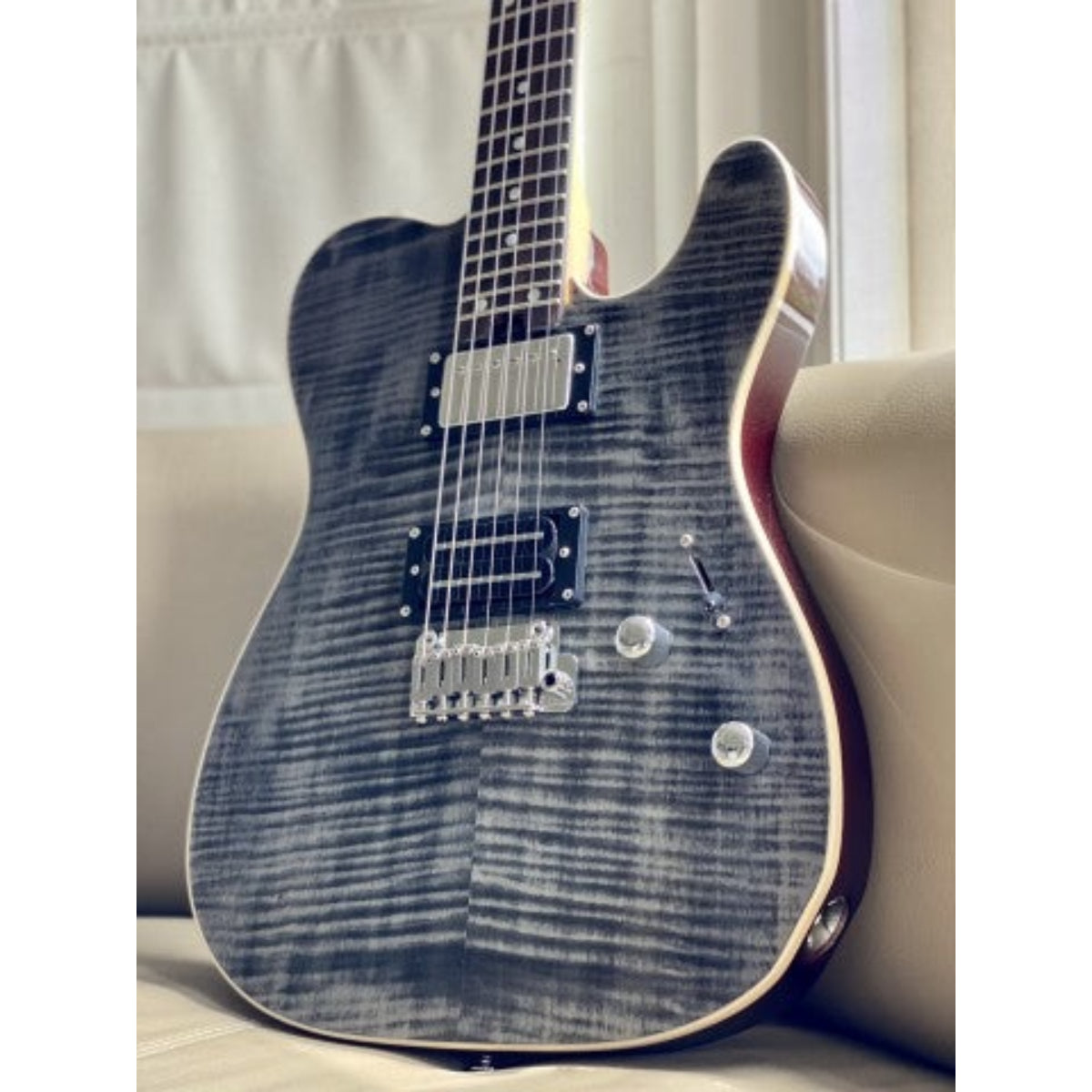 Đàn Guitar Điện Soloking MT1 Custom 24 Flame, Roasted Neck, Rosewood FB, Seethru Black