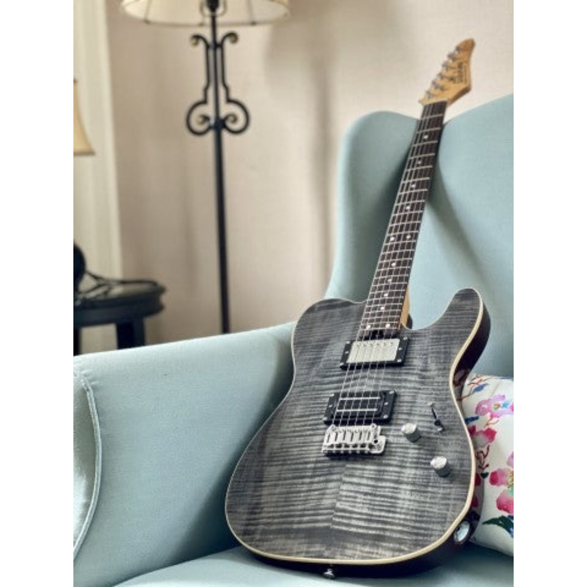 Đàn Guitar Điện Soloking MT1 Custom 24 Flame, Roasted Neck, Rosewood FB, Seethru Black